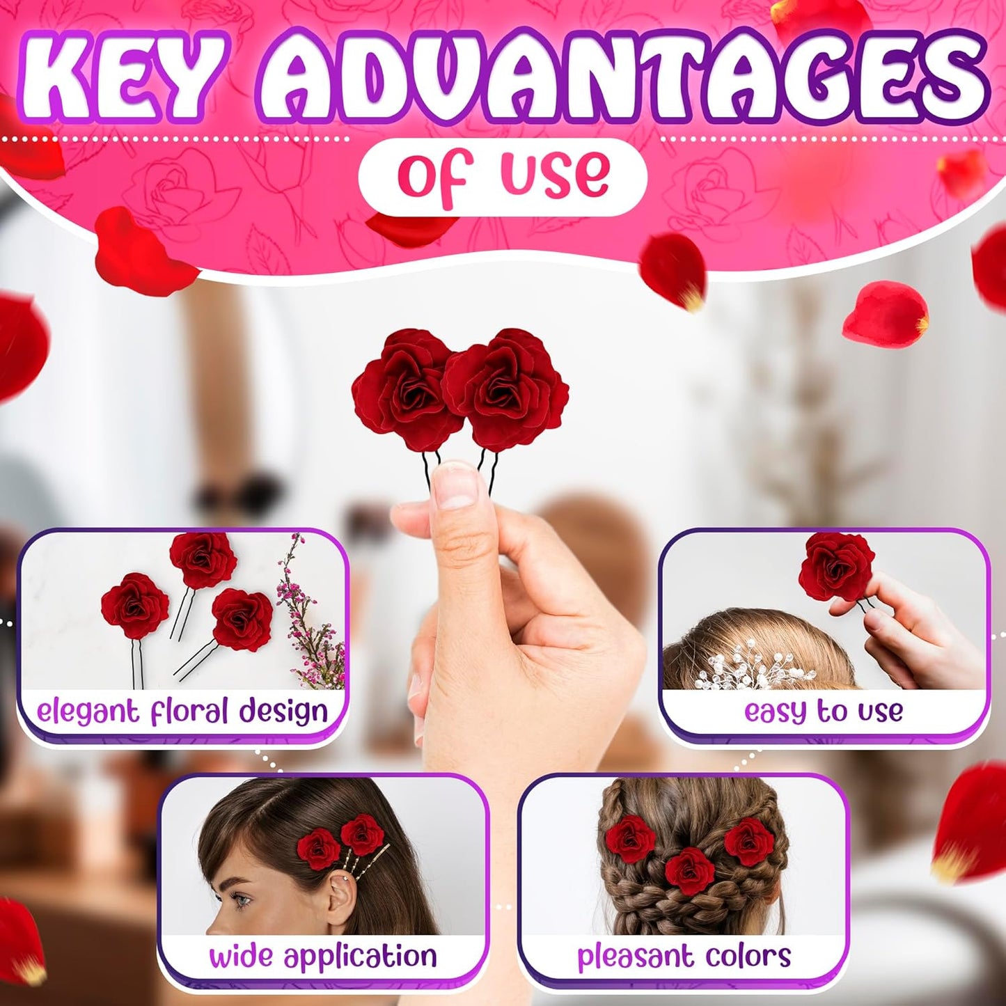 Flower pins for hair